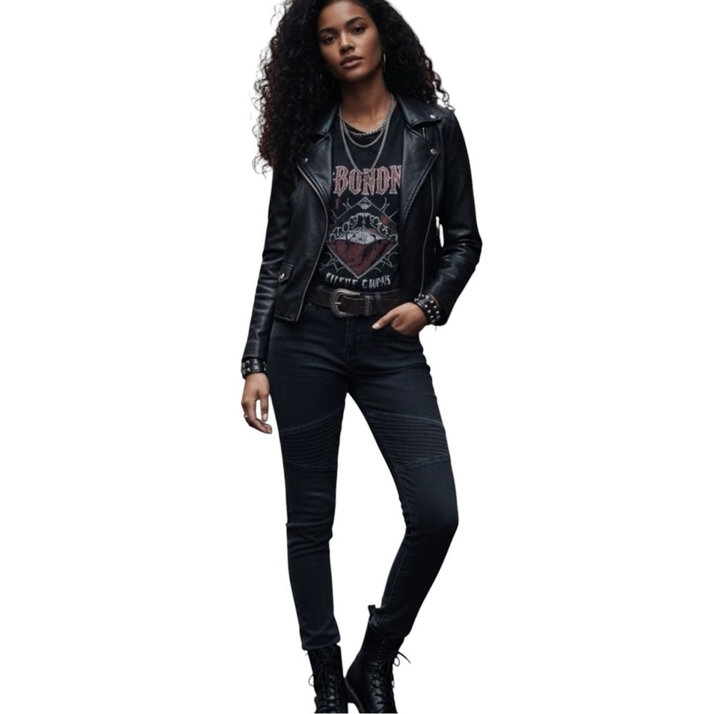 CLOSED Skinny Moto Denim Jeans Women's Size 27 Black Edgy Chic